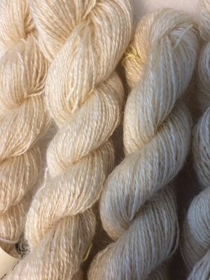 Cream-Colored Natural Undyed Mohair Handspun Yarn 2 ply Fingering - image3